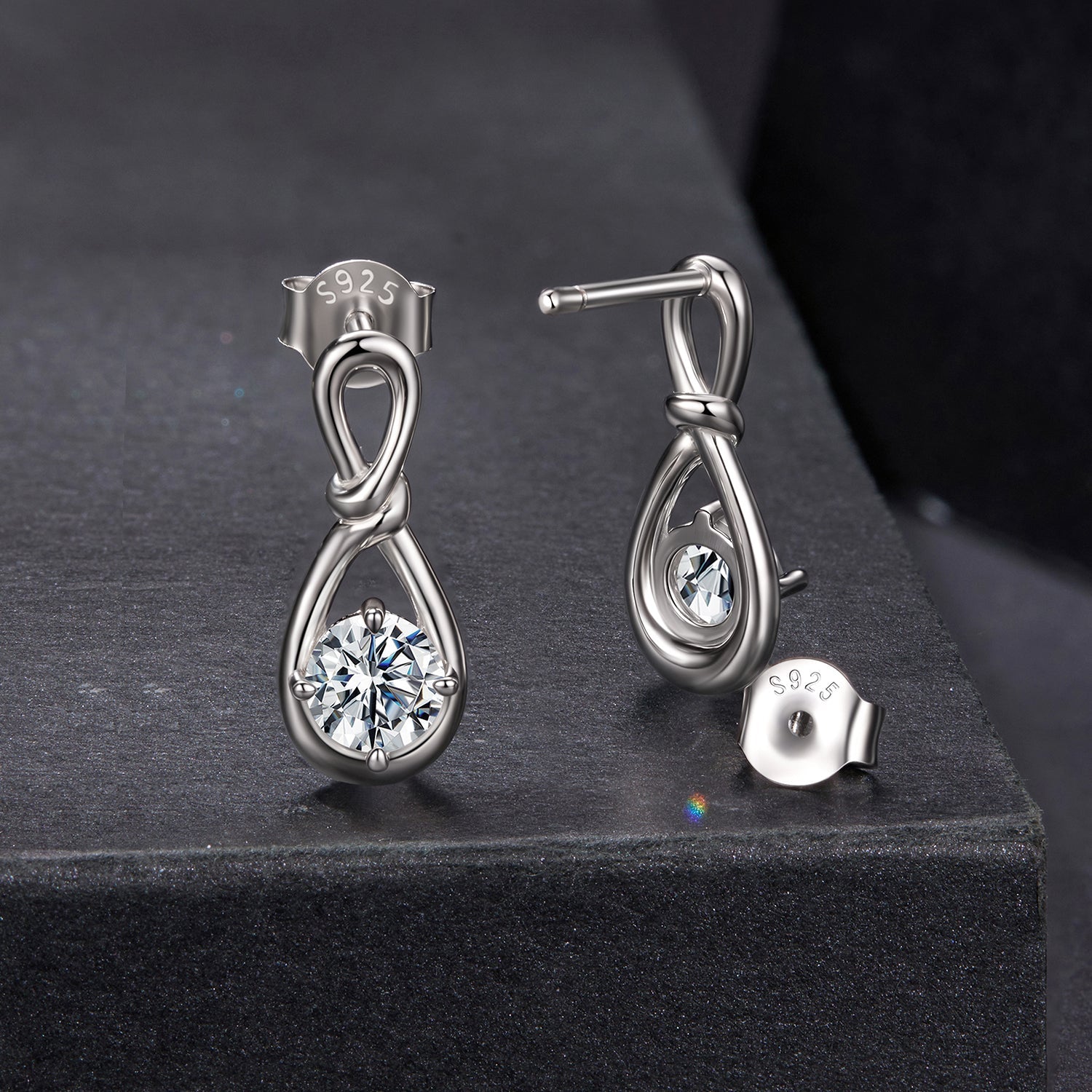 925 sterling silver moissanite earrings with teardrop frame, 0.5ct stones on Tampa Home & Garden Store