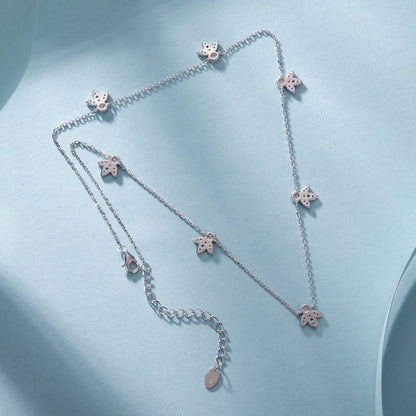 925 sterling silver moissanite 0.25ct necklace with pavé butterfly charms for women on Tampa Home & Garden Store