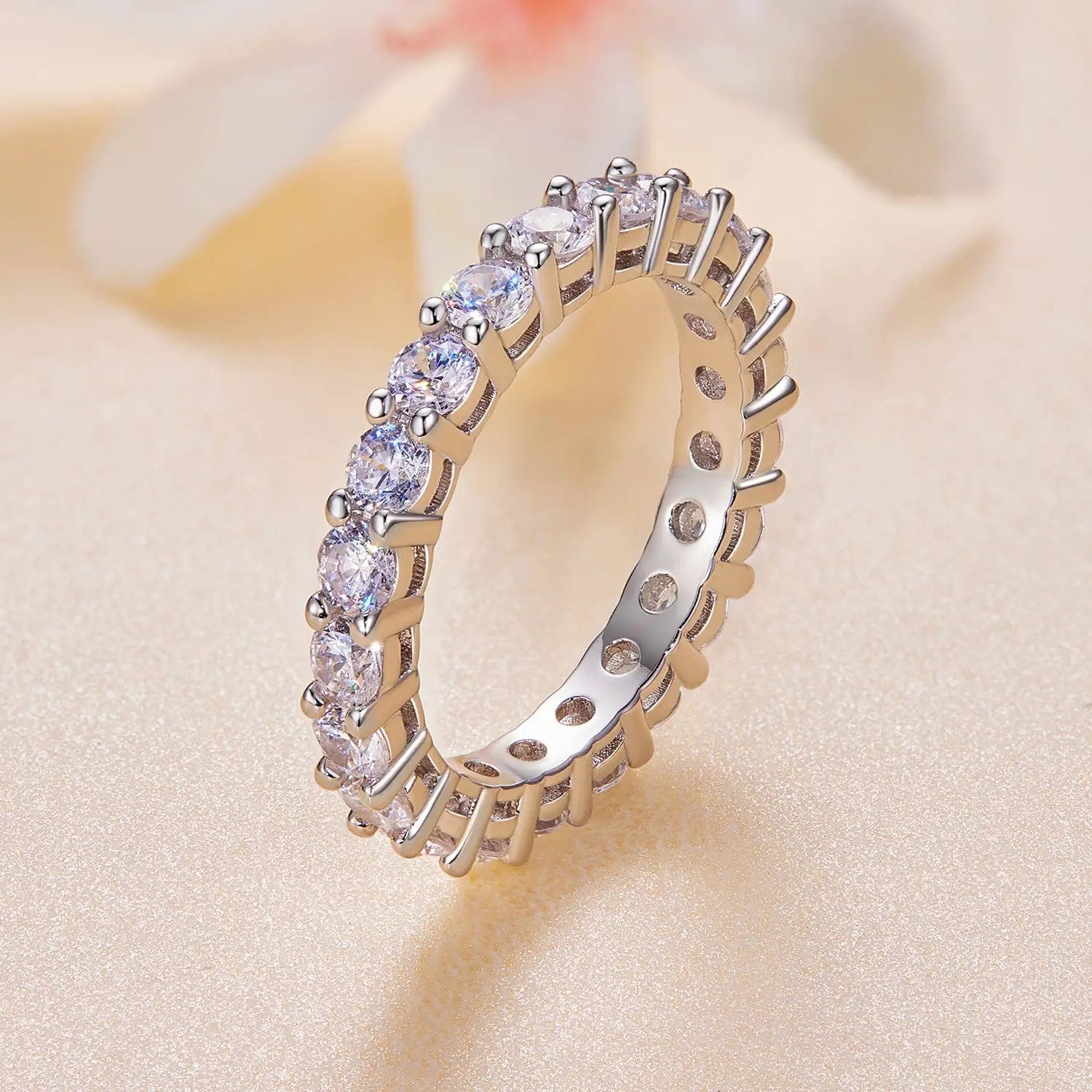 Rings 925 Sterling Silver Moissanite 0.1ct ring size 6 for women two-tone gold setting on Tampa Home & Garden Store