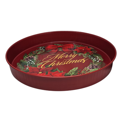 Grand plateau rond et profond de 34 cm (13,5 pouces) - Joyeux Noël