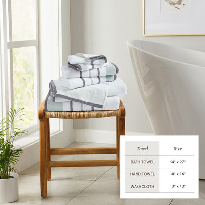 Soft Cotton Bath Towel Set and Stripe Detail