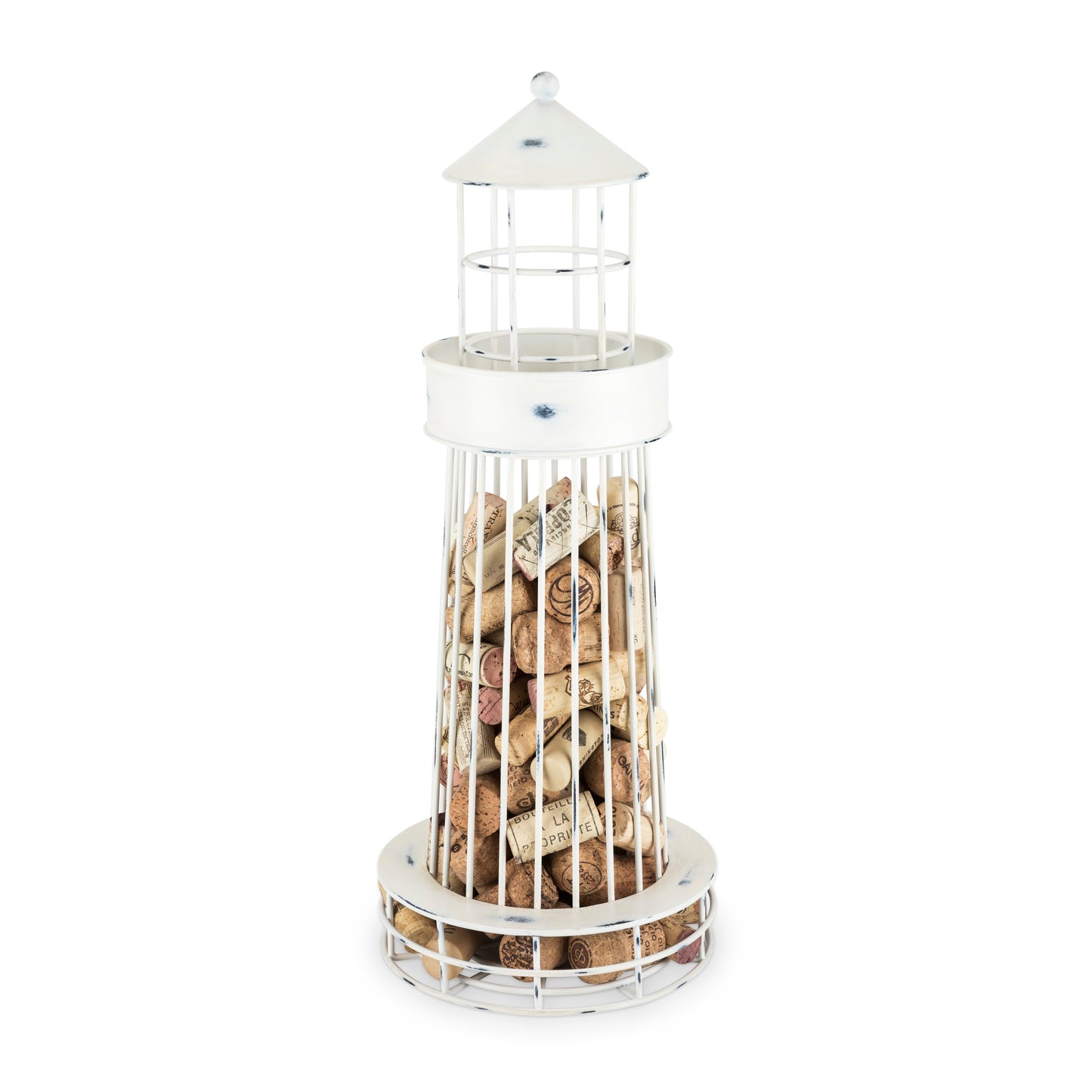 Weathered White Lighthouse Cork Holder and Stand