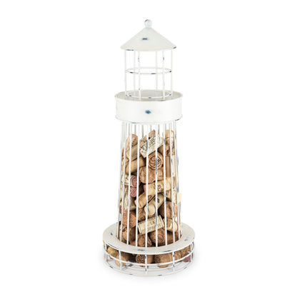 Weathered White Lighthouse Cork Holder and Stand