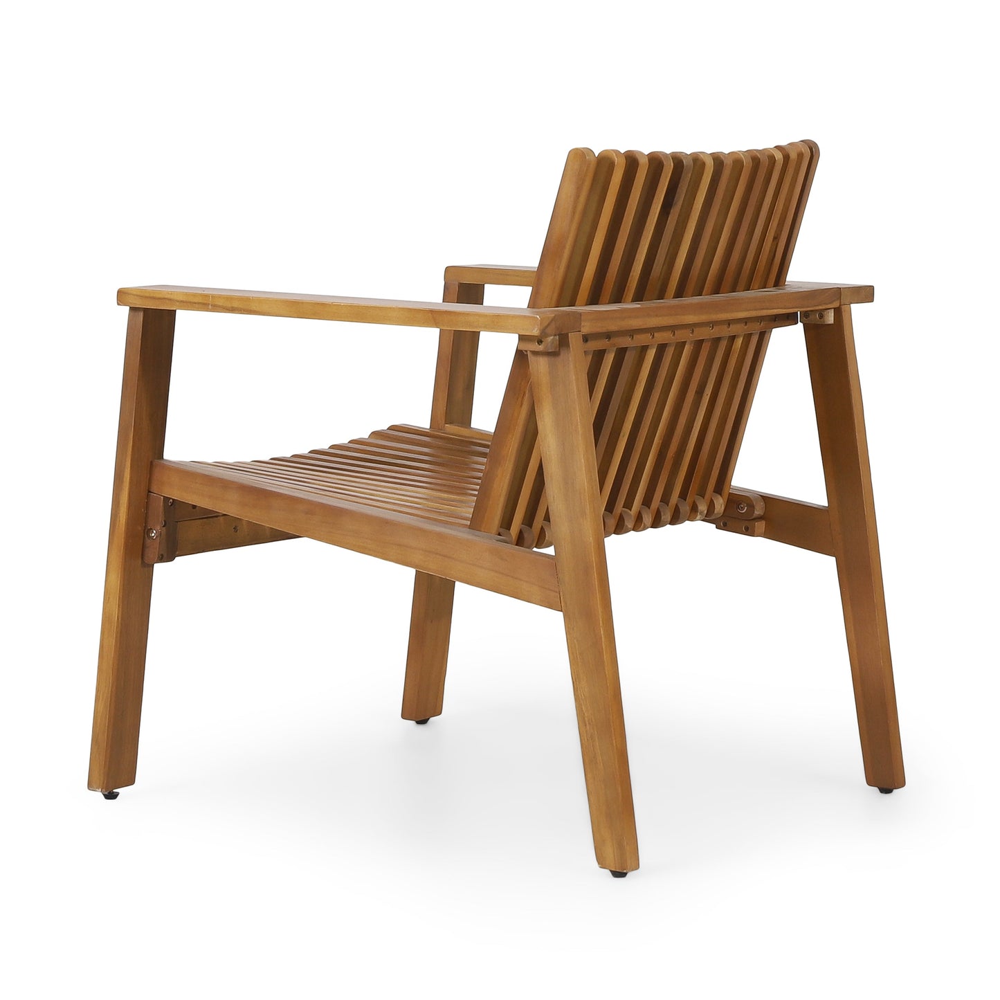 Set of Acacia Wood Slatted Outdoor Club Chairs