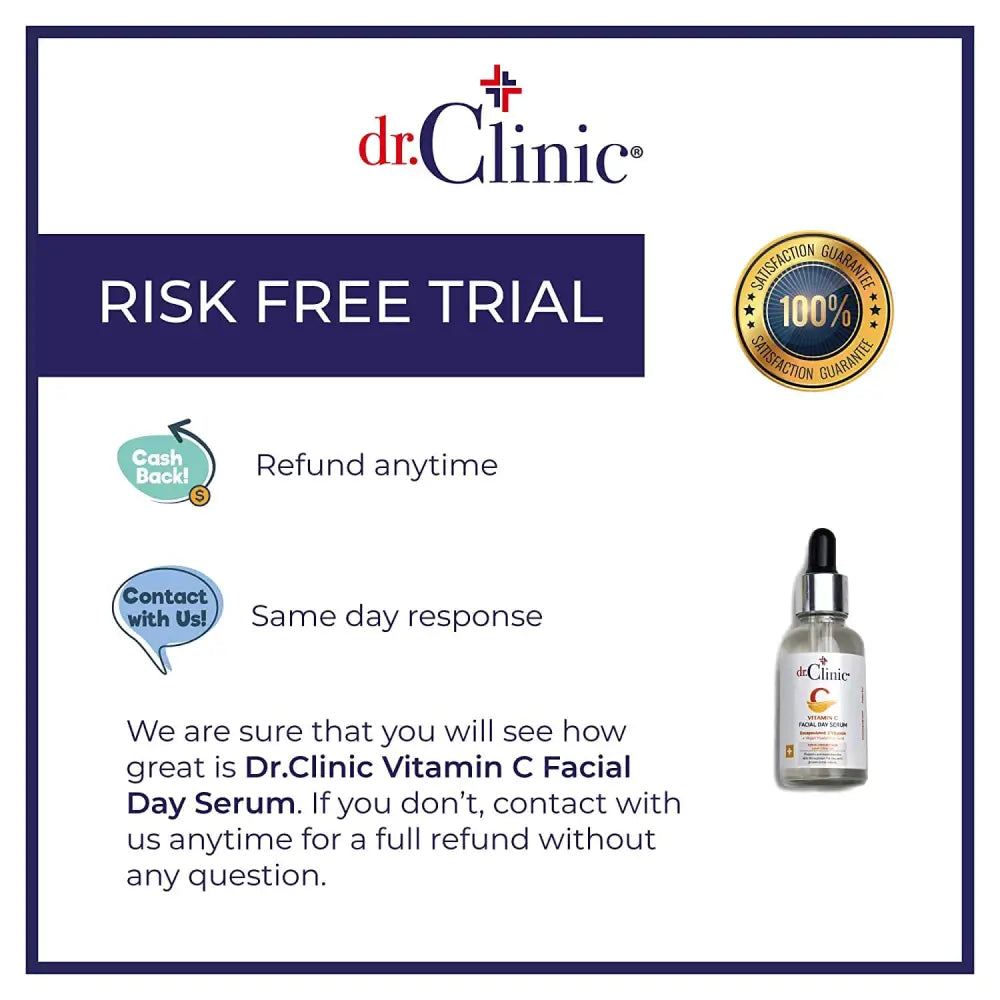 Dr.Clinic Vitamin C Facial Serum bottle with dropper by Beauty Care Bag, risk-free trial on Tampa Home & Garden Store