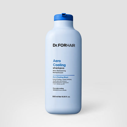 Dr.FORHAIR Aero Cooling Shampoo 500ml bottle, light blue container with blue cap, Seoulia shampoo on Tampa Home & Garden Store