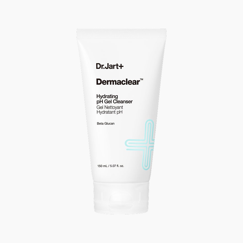 Dr.Jart+ Dermaclear Hydrating pH Gel Cleanser in white tube with turquoise cross graphic, 150 ml on Tampa Home & Garden Store