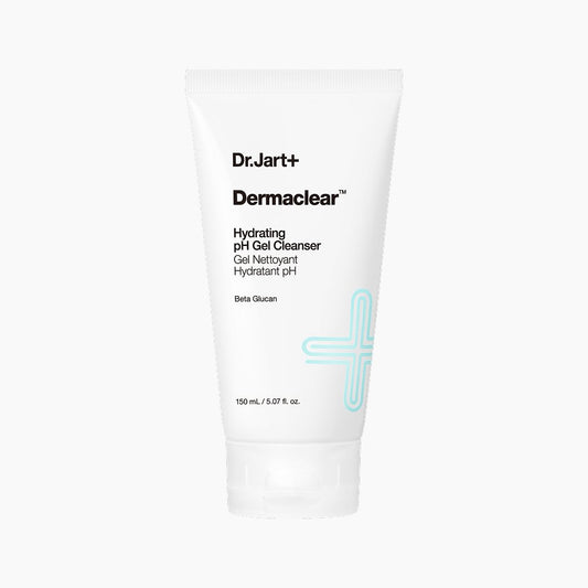 Dr.Jart+ Dermaclear Hydrating pH Gel Cleanser 150ml white tube with blue cross graphic on Tampa Home & Garden Store