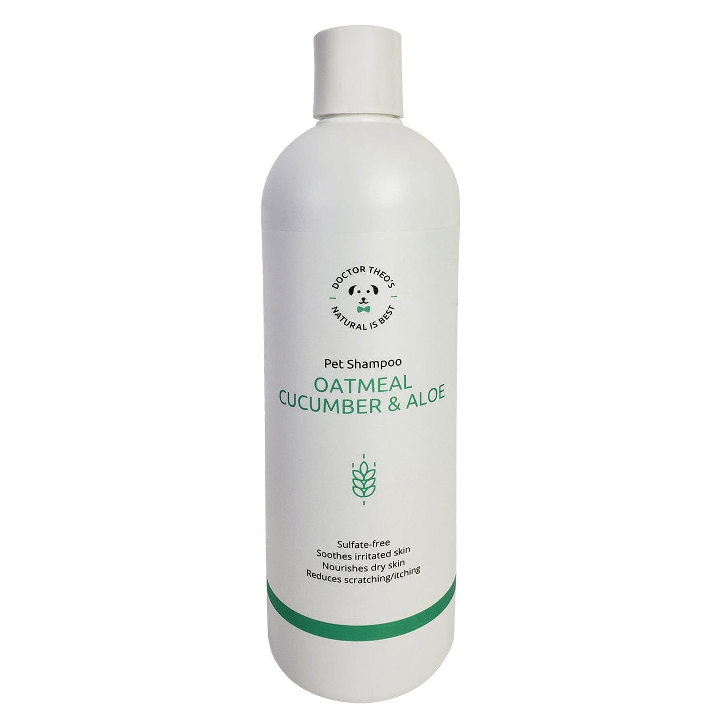 Shampoing pour chiens Dr. Theo's – Avoine, concombre et aloès (473 ml)
