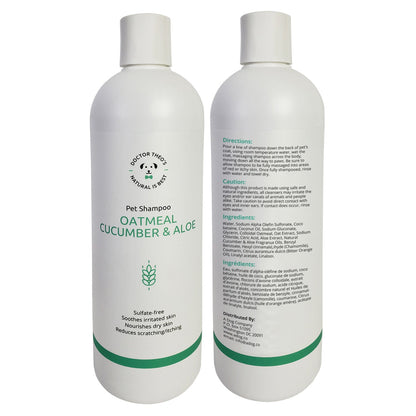 Shampoing pour chiens Dr. Theo's – Avoine, concombre et aloès (473 ml)