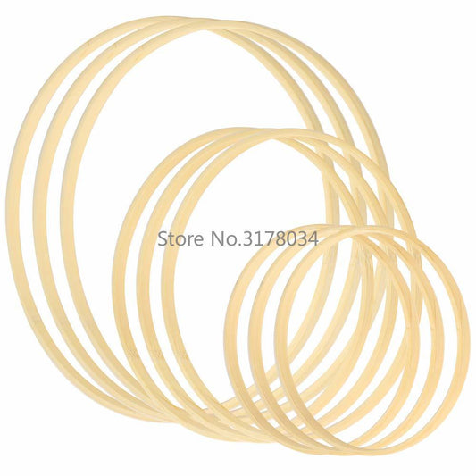 Bamboo round embroidery hoop set 5-pack in natural finish for cross stitch and wall crafts on Tampa Home & Garden Store
