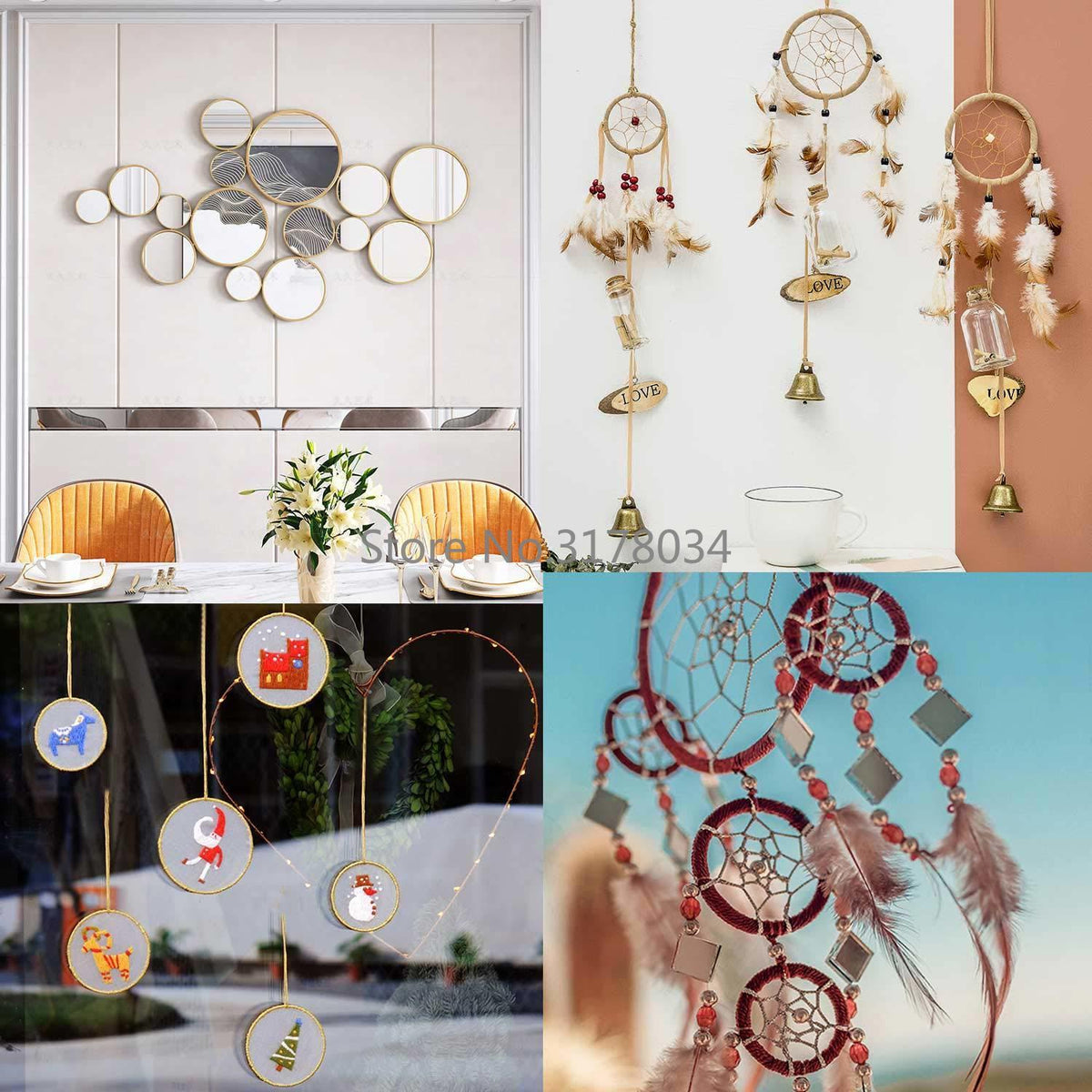 Dream Catcher Ring Round Bamboo Embroidery Hoop Set with wind chimes Stevvex on Tampa Home & Garden Store