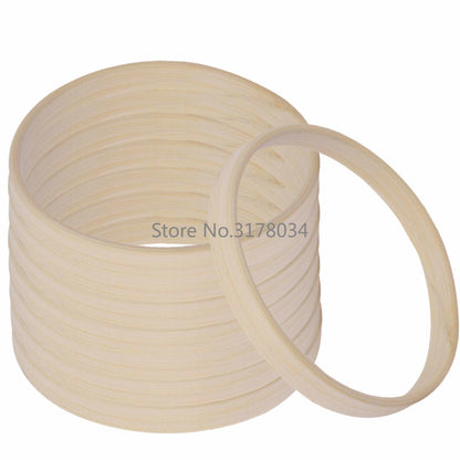 Natural bamboo embroidery hoop set with round rings in assorted sizes for cross stitch crafts on Tampa Home & Garden Store