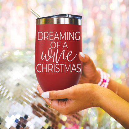 Dreaming of 17oz red tumbler with metal lid and straw, white script text on Tampa Home & Garden Store