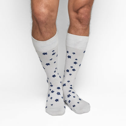 Drew Classic Navy and Gray Micro Floral Socks