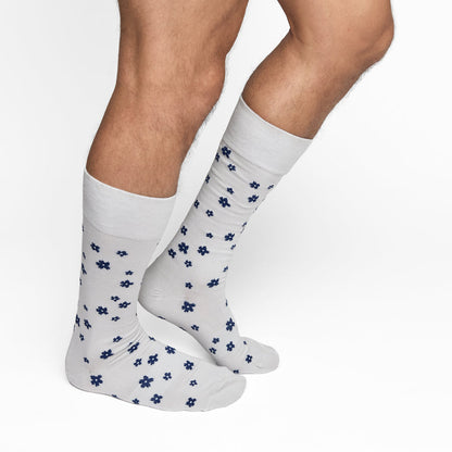 Drew Classic Navy and Gray Micro Floral Socks