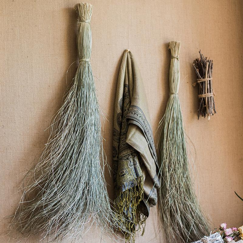 Artificial Faux Dried Grass Bundle set of 2 by RusticReach, natural green tones bound with twine on Tampa Home & Garden Store