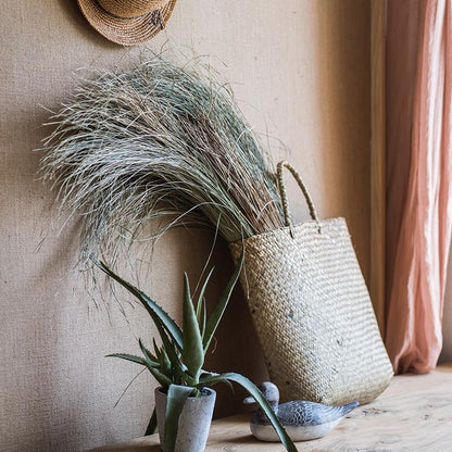 Artificial Faux Dried Grass Bundle RusticReach in a natural woven tote on Tampa Home & Garden Store