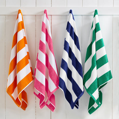 Cotton And Velour Cabana Stripe Beach Towel