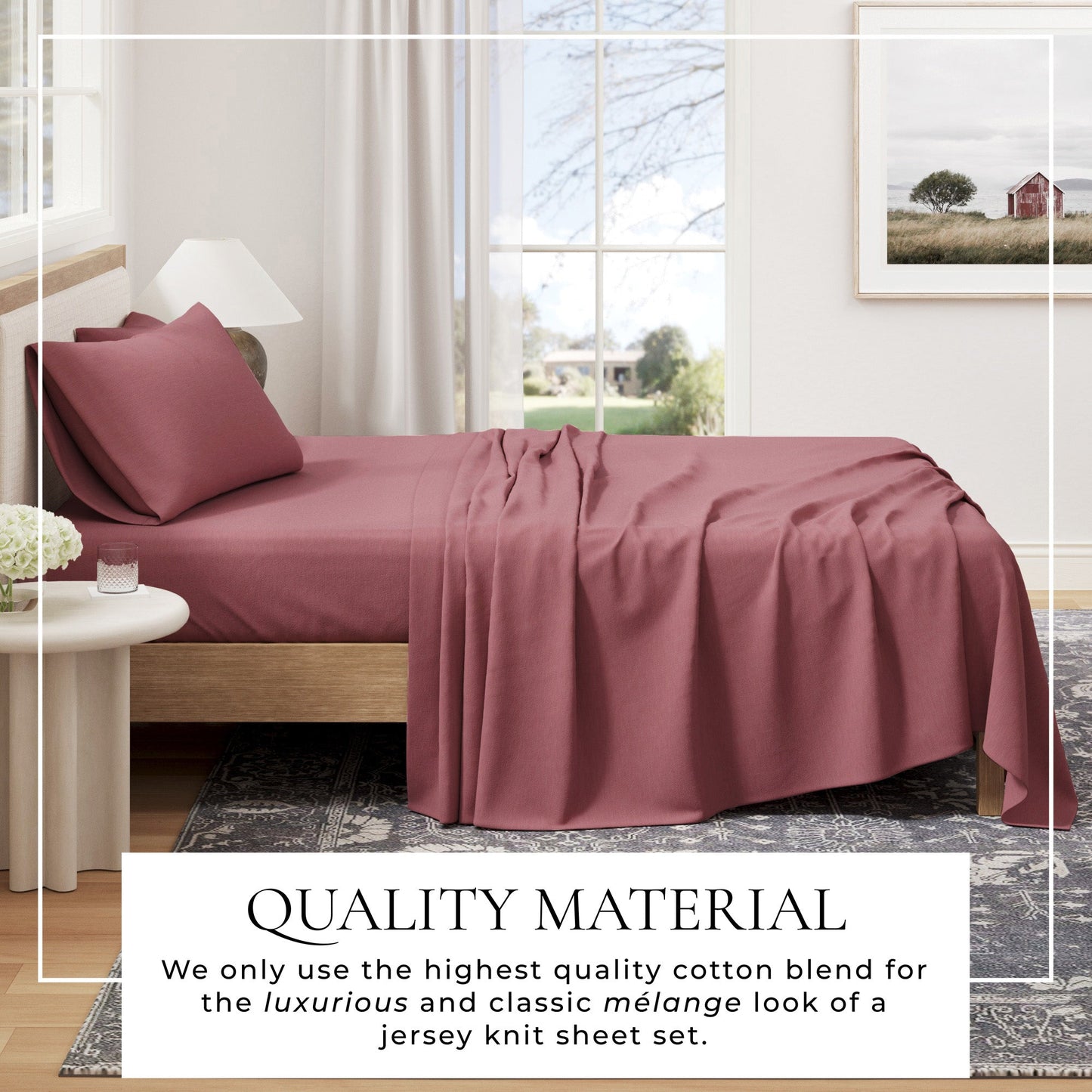 Heathered Jersey and Cotton Blend Bed Sheets