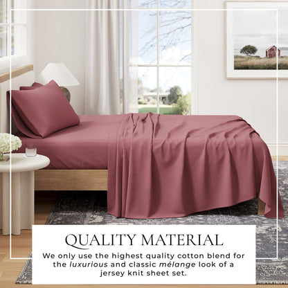 Heathered Jersey and Cotton Blend Bed Sheets