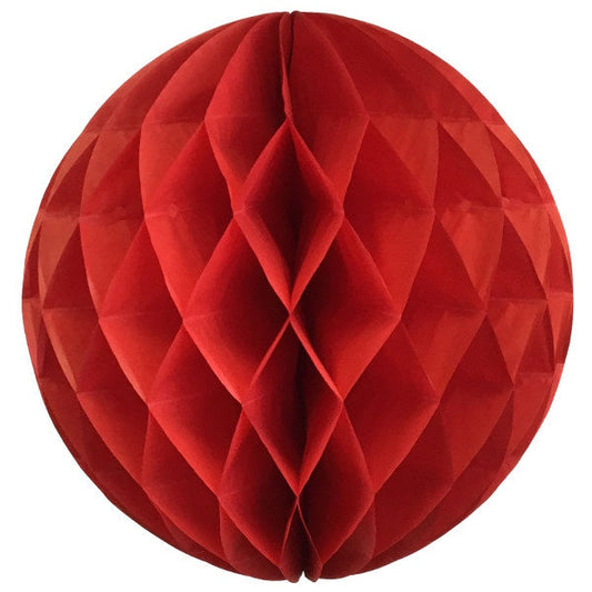 Décoration de fête en forme de boule alvéolée - Rouge - 24,8 cm