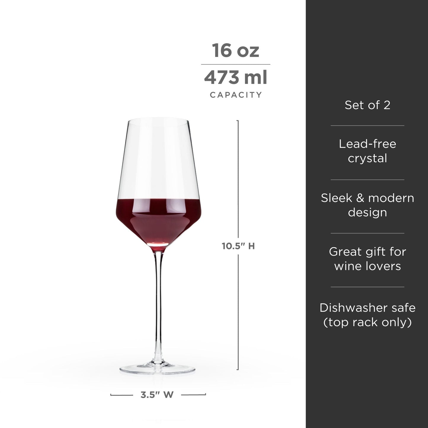 Raye Angled Crystal Bordeaux Stemware Set of 2