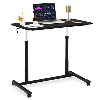 Escritorio de computadora ajustable en altura, mesa para portátil con ruedas para sentarse o pararse - Negro