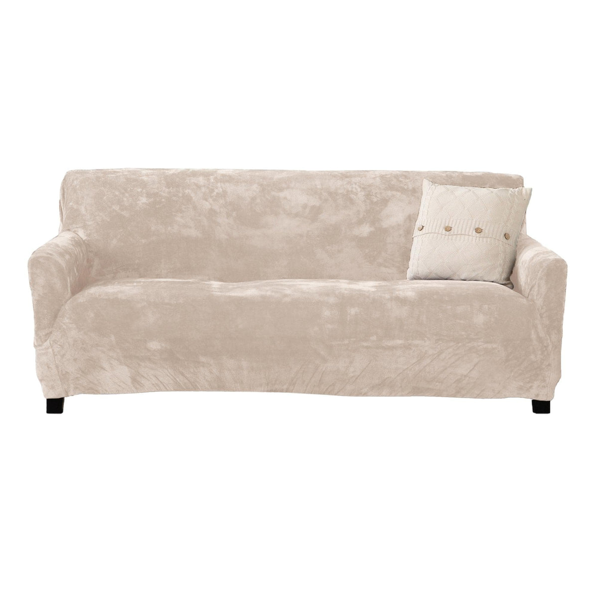 Velvet Stretch Slipcover Gale Collection by Great Bay Home in beige for sofa on Tampa Home & Garden Store