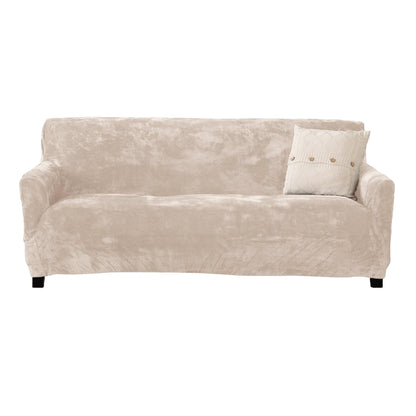 Velvet Stretch Slipcover Gale Collection by Great Bay Home in beige for sofa on Tampa Home & Garden Store