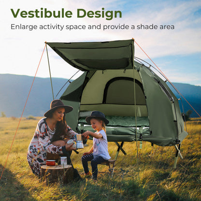1-Person Folding Camping Tent with Sunshade and Air Mattress in olive green Mercantile Mountain tent on Tampa Home & Garden Store