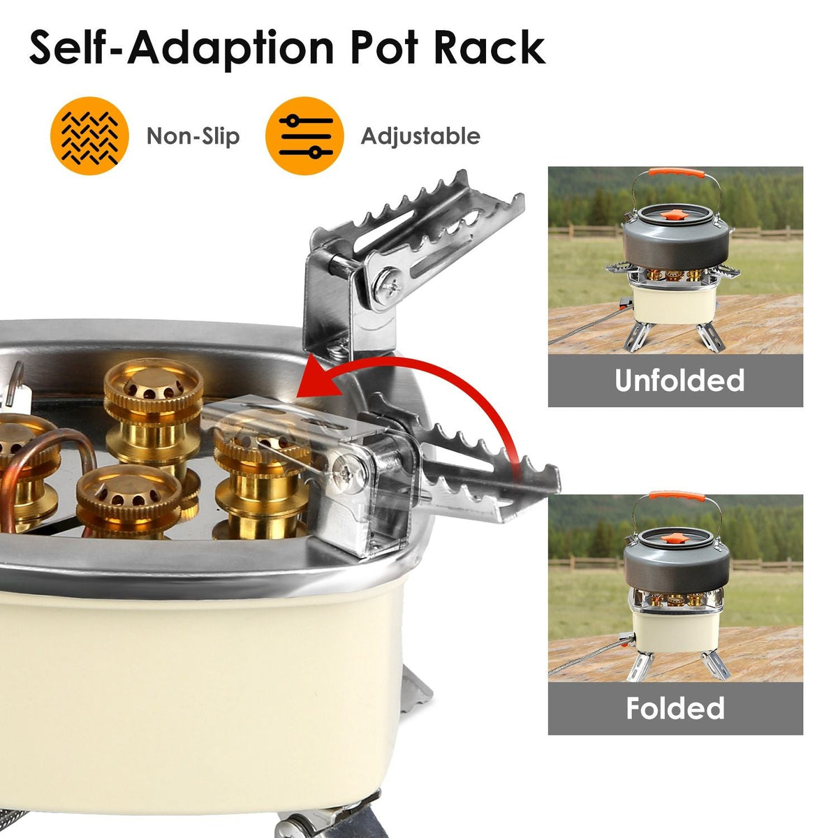 Mercantile Mountain 13000W portable five-head windproof camping stove with pot rack on Tampa Home & Garden Store