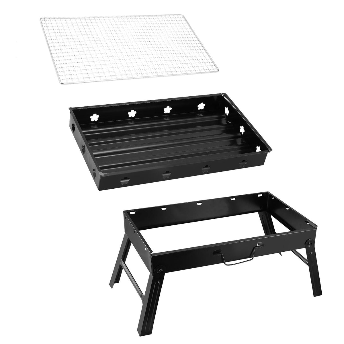 Mercantile Mountain portable charcoal grill with wire grate, tray, foldable stand on Tampa Home & Garden Store