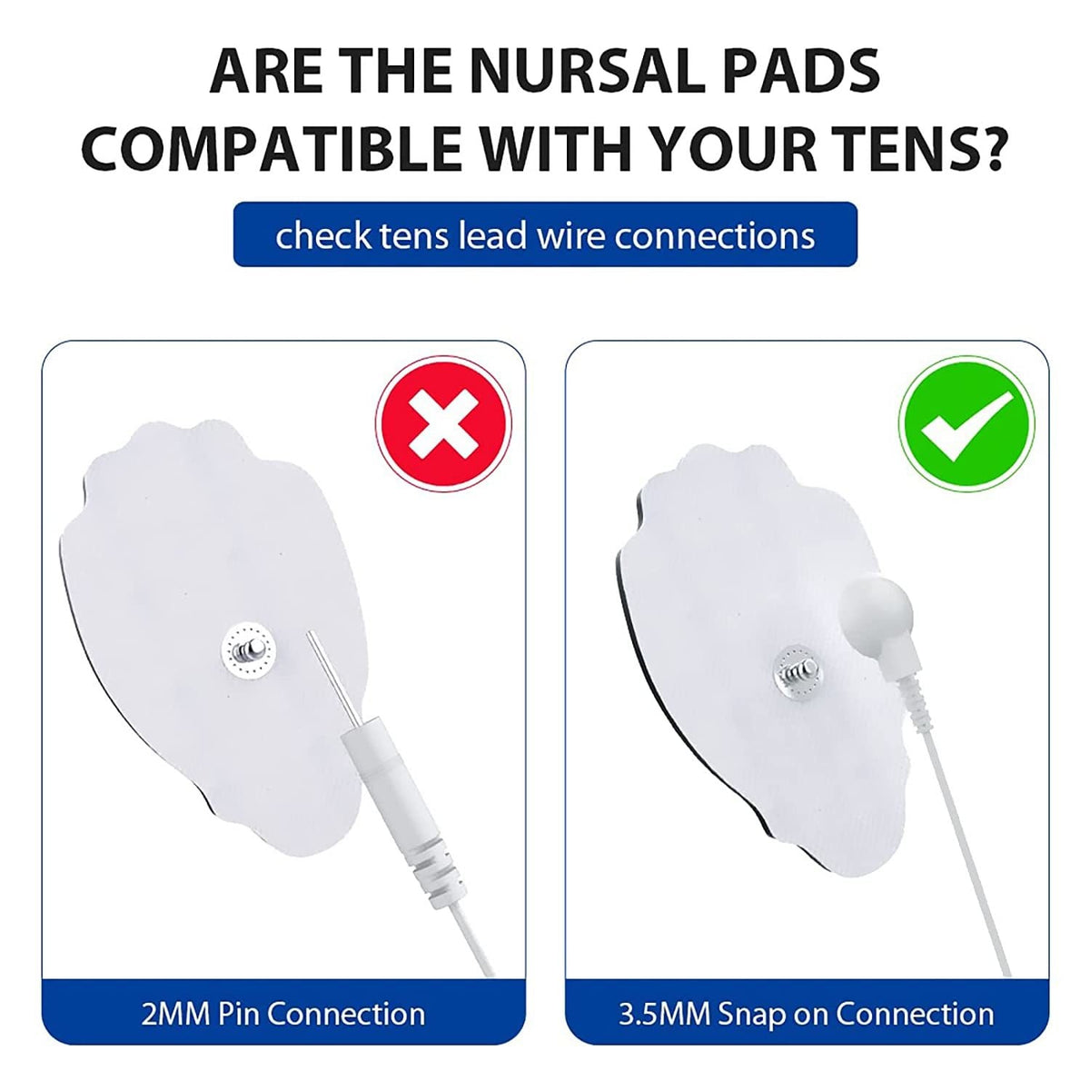 TENS/EMS replacement pads NURSAL, 3.5mm snap-on electrode pads, 20-pack, reusable 30+ uses on Tampa Home & Garden Store