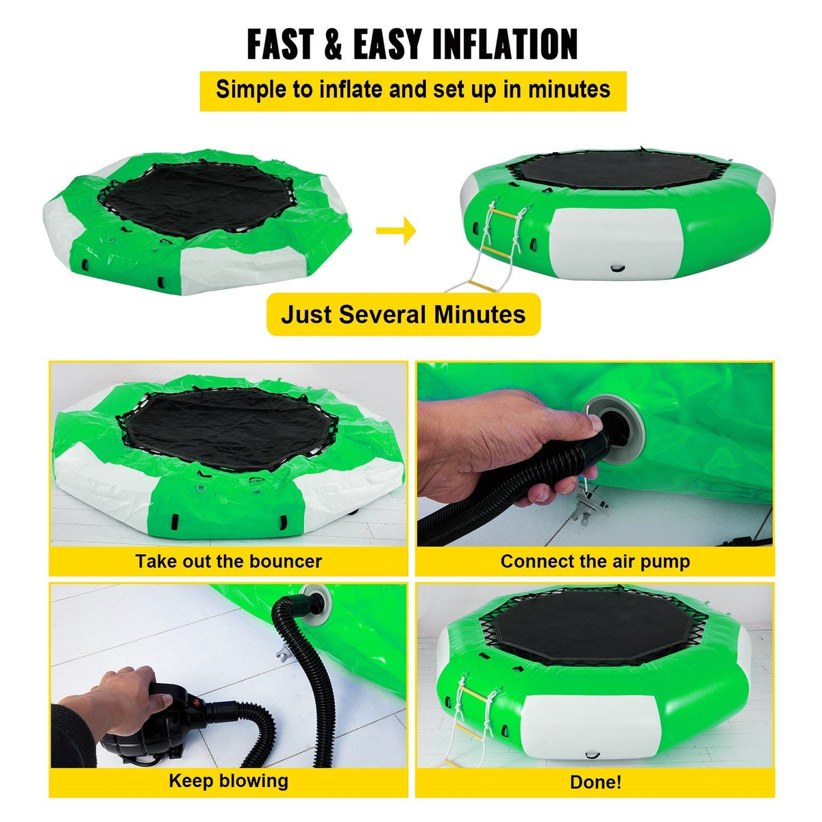Mercantile Mountain 10FT inflatable water trampoline with ladder - round water bouncer on Tampa Home & Garden Store