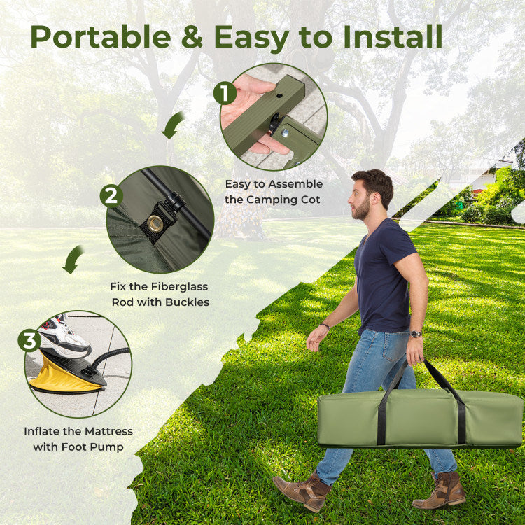 1-Person Folding Camping Tent with Sunshade and Air Mattress by Mercantile Mountain, tent on Tampa Home & Garden Store