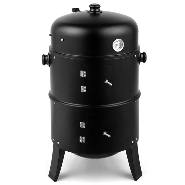 Outdoor Charcoal Smoker Grill barrel cooker, black with thermometer Mercantile Mountain on Tampa Home & Garden Store