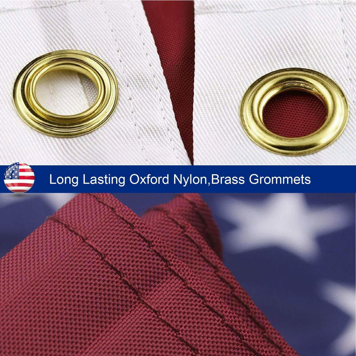Heavy Duty Outdoor American Flag with embroidered stars and brass grommets on Tampa Home & Garden Store