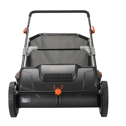 Mercantile Mountain heavy duty 21in push lawn sweeper with mesh bag and orange levers on Tampa Home & Garden Store