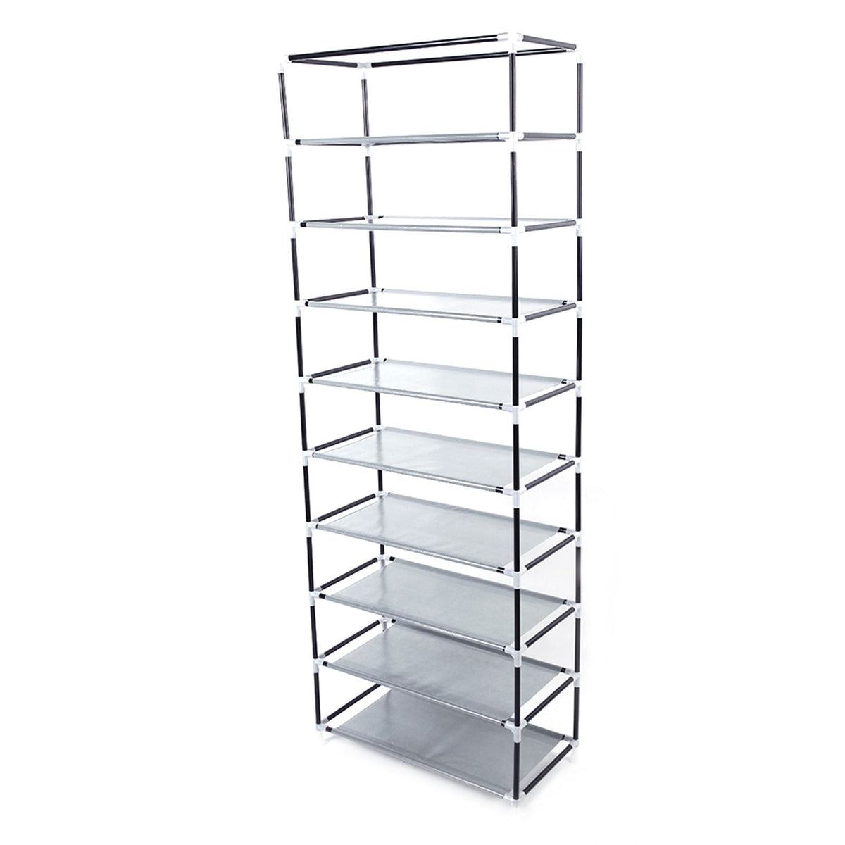 Shoe rack Mercantile Mountain, 10-layer non-woven fabric shelves, black frame on Tampa Home & Garden Store