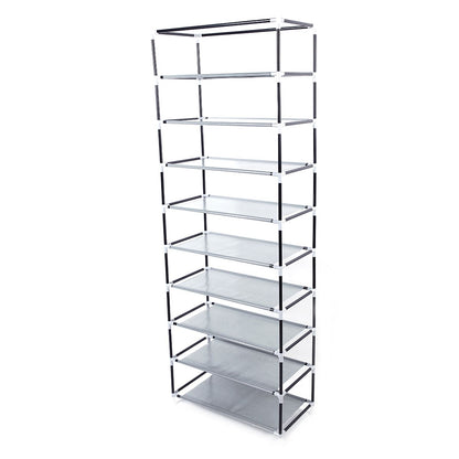 Shoe rack Mercantile Mountain, 10-layer non-woven fabric shelves, black frame on Tampa Home & Garden Store