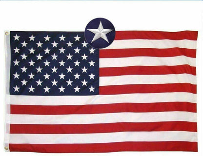 Heavy Duty Outdoor American Flag with embroidered stars and brass grommets, blue canton and red stripes on Tampa Home & Garden Store