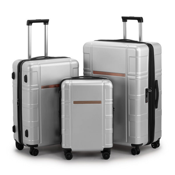 Mercantile Mountain 3pc expandable luggage set in silver PC+ABS with TSA lock and spinner wheels on Tampa Home & Garden Store