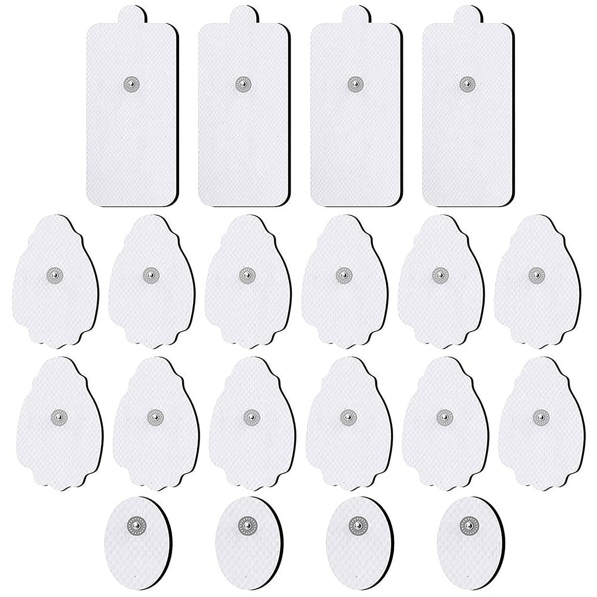 Mercantile Mountain TENS/EMS replacement pads 20 pack with 3.5mm snap electrodes reusable white round and square pads on Tampa Home & Garden Store