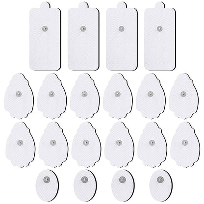 Mercantile Mountain TENS/EMS replacement pads 20 pack with 3.5mm snap electrodes reusable white round and square pads on Tampa Home & Garden Store