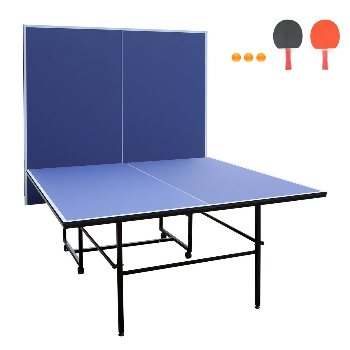 Mercantile Mountain 9-Foot foldable indoor ping pong table blue surface 2 paddles 3 balls on Tampa Home & Garden Store