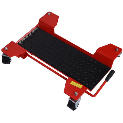 Mercantile Mountain motorcycle center stand dolly red frame, black platform, caster wheels on Tampa Home & Garden Store