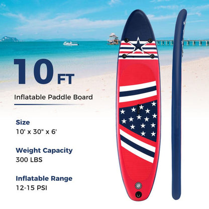 Inflatable Paddle Board Mercantile Mountain with removable fin and backpack, 10 ft flag design on Tampa Home & Garden Store