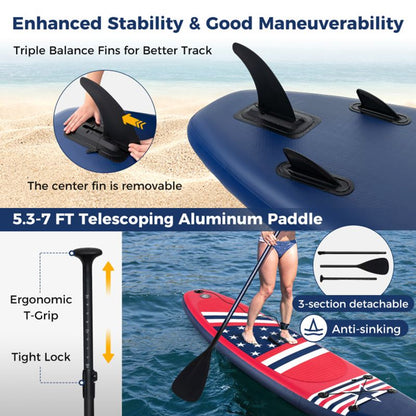 Inflatable Paddle Board by Mercantile Mountain with removable center fin and backpack on Tampa Home & Garden Store