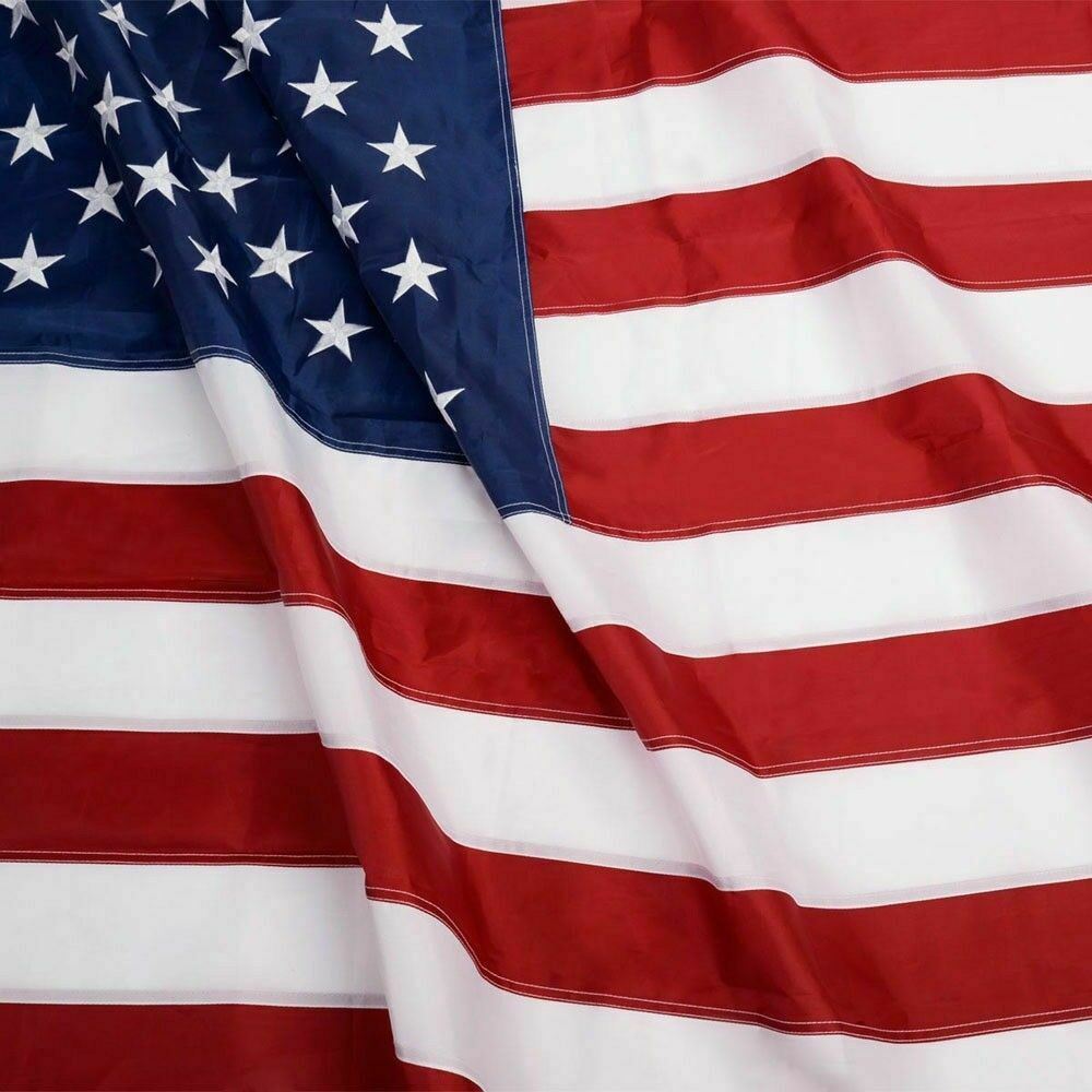 Heavy-duty outdoor American flag Mercantile Mountain with embroidered stars & brass grommets on Tampa Home & Garden Store
